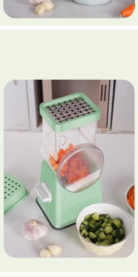 Tekinor Rotary Grater with Handle, 6 Well-Designed Blades, Strong Suction Cup Base, Vegetable Grater & Mandoline Slicer - Kitchen Utensils