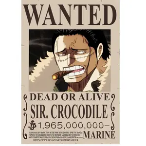 Sir Crocodile Wanted Poster Anime One Piece, Ace Anime Gifts Photo Decoration Print Posters Room Ornaments