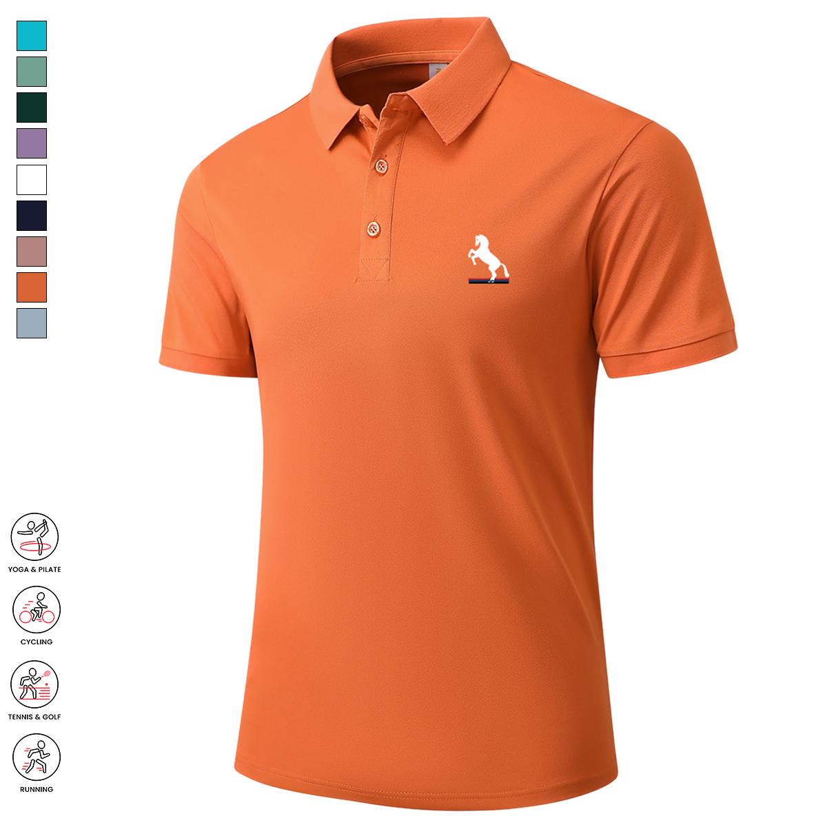 Men’s 7-Pack Summer Polo Shirts - Breathable, Sweat-Absorbing, Conservative, Front-Placket, Preppy, Short-Sleeve, Solid-Color, Regular-Fit Casual Sporty Apparel for Outdoor Activities, Everyday Wear, Conservative Polo Shirts, Front-Placket Polo Shirts