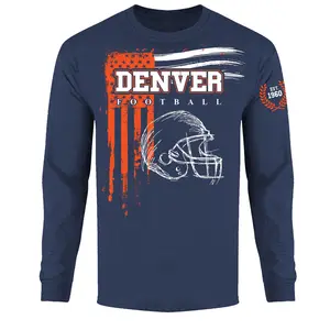 Men Vintage USA Flag Football Long Sleeve Shirt - Denver