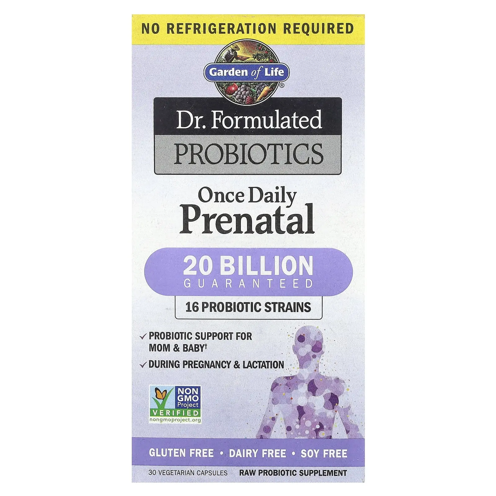 Garden of Life Dr. Formulated Probiotics, Once Daily Prenatal (no refrigeration required), 30 Vegetarian Capsules | HSA/FSA Eligible