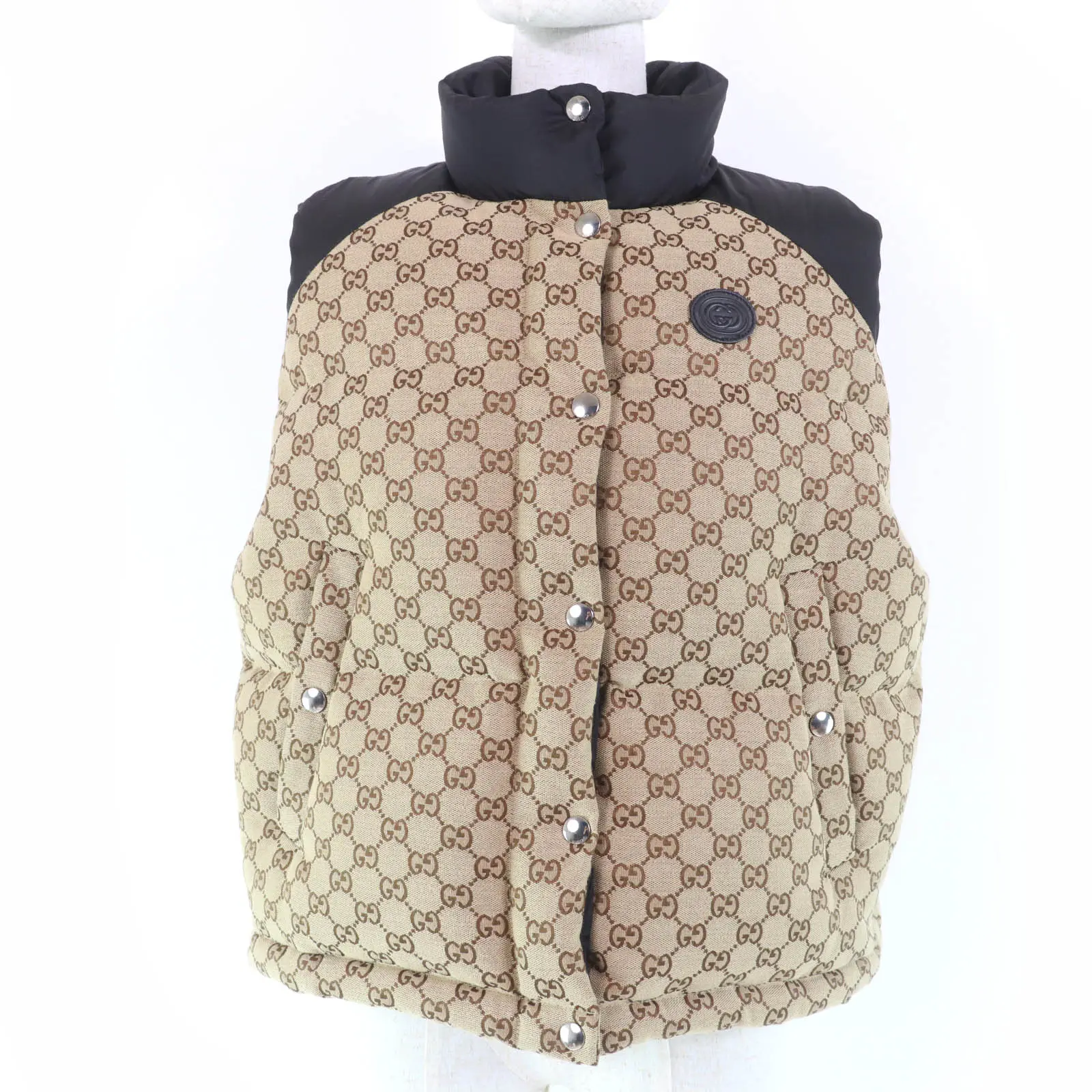 Pre-owned GUCCI Cotton Small Leather Goods GG canvas down vest