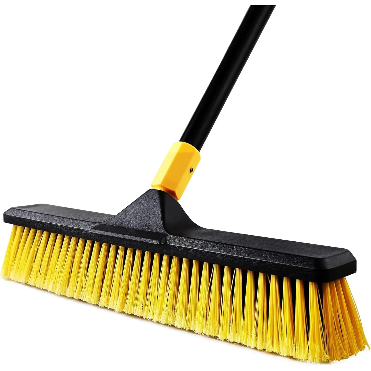 18-in Heavy-Duty Push Broom Brush with Stiff Bristles, 65.3-in Long Commercial Outdoor Broom for Cleaning Patio, Garage, Tile Floor Surfaces (Concrete, Wood, Stone)