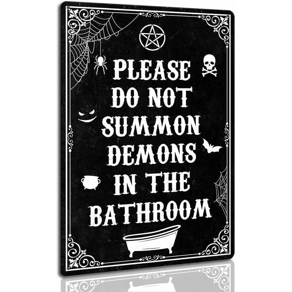 Vintage Black Gothic Metal Sign - Funny Quote Home Decoration, 8x12in Spooky Halloween Wall Plaque for Home Supplies, Gift for Gothic Fans, Men's Stuff