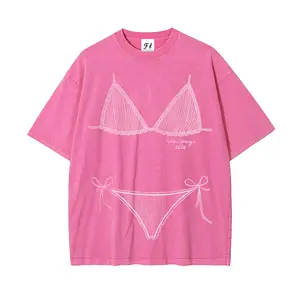 Bikini Graphic Washed T-shirt ,Last Splash Seashells and Wedding Bells, Bikini Body Illusion Shirt, Funny Summer Vacation Coverup