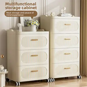 2026 Large Capacity White Rolling Drawer Cabinet on Wheels, Portable 3/4-Tier Dresser Organizer for Bedroom & Bathroom, Easy Assembly & Waterproof Cute Storage, DIY Stackable Room Decor