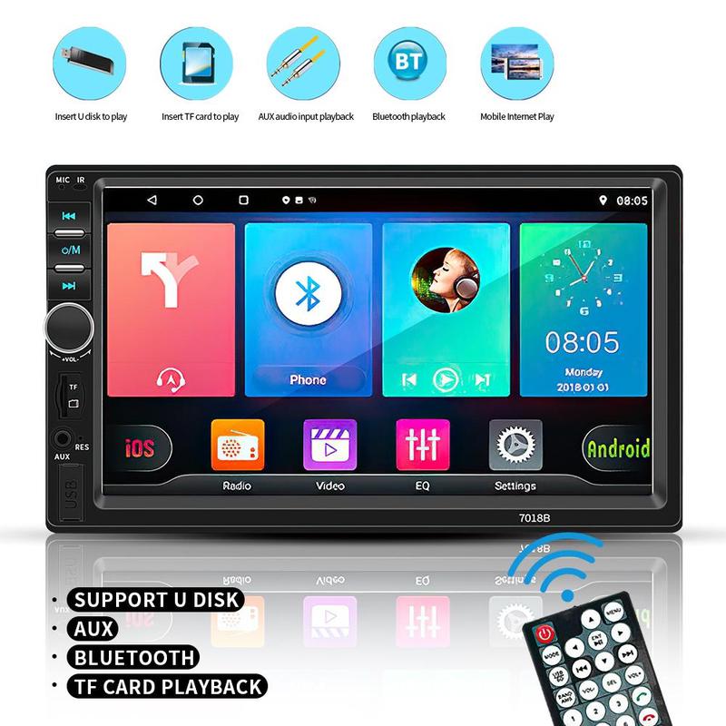 Wireless Apple Carplay Car Screen, 7 Inch HD Portable Car Stereo Touch Screen with Apple CarPlay and Android Auto/Reversing Camera/Bluetooth/GPS Navigation/AUX for All Vehicles, Fathers Day Gift