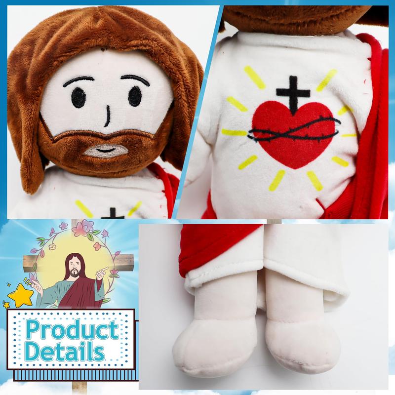 Yelakey (No light, No breathing) Sacred Heart of Jesus Plush Toys Stuffed toys plushies for kids children,  Lovely Easter Gift, Christian Baptism Gift, Thanksgiving Christmas Gift Durable Soft Fluffy