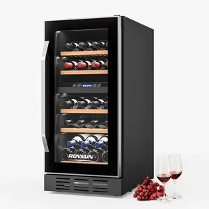 ROVSUN Dual Zone Wine and Beverage Refrigerator, 26 Bottle Wine Fridge with Glass Door & Digital Temperature Control, Built-in/Freestanding/Under Counter Wine Cooler Chiller for Wine, Champagne, Beer