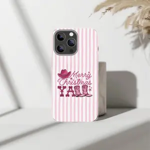 🎄🤠✨ Merry Christmas Y’all Glow Glossy Tough Case — Western Holiday Christmas Phone Case for IP Phone 17 16 15 14 13 12 11 X Series 🎁⭐🎀