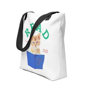 Adorable Reading Kitten Tote Bag