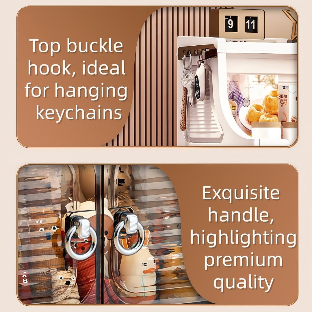 Portable and installation-free, space-saving, easy-to-assemble, stackable storage bins with lids; large-capacity folding storage cabinets with double doors; 2/3/4/5-tier storage cabinets with casters; ideal for dorms, homes, and office storage