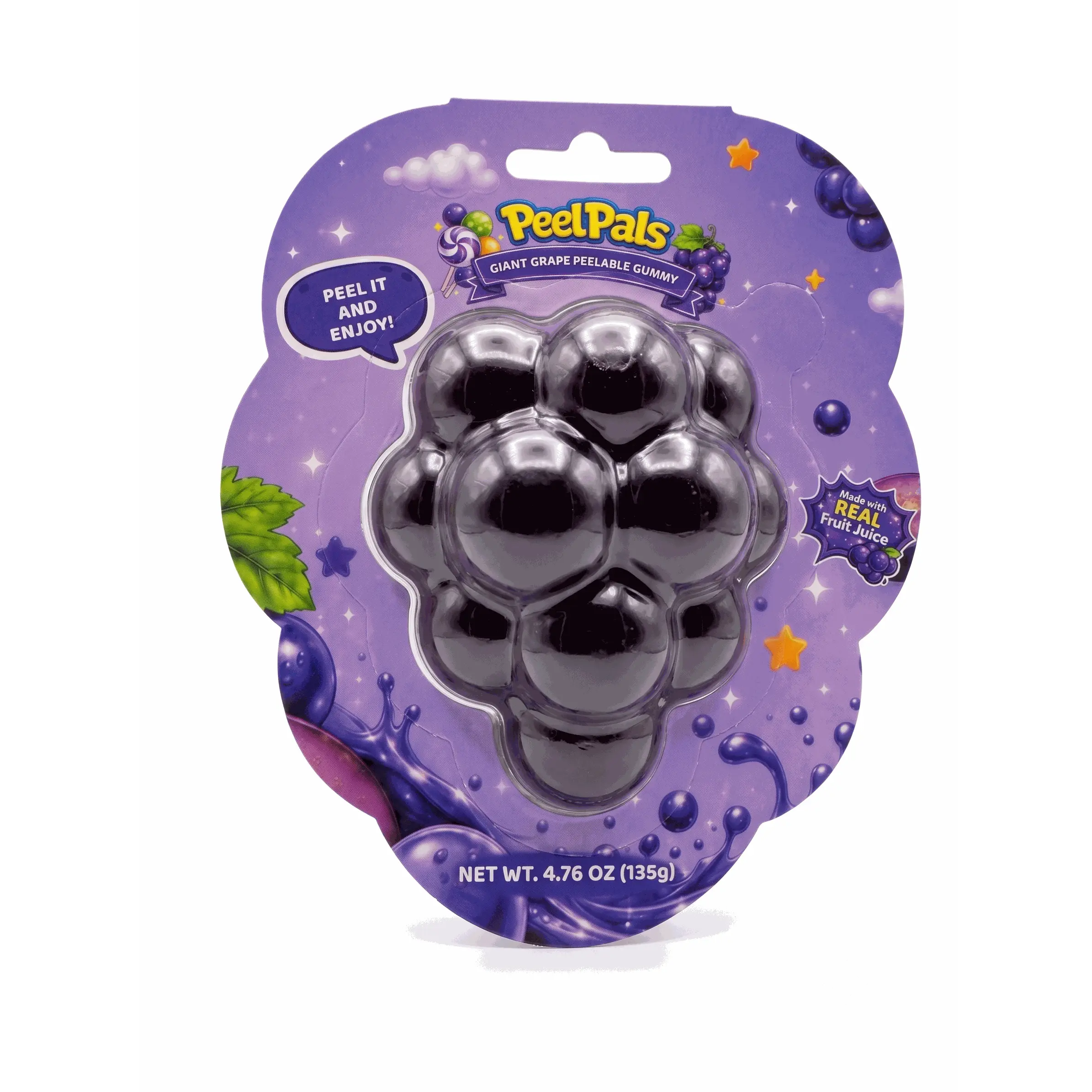 Hidden SupplyPeel Pals Giant Peelable Grape Gummy Candy Real Juice 4.76oz 6 Pack