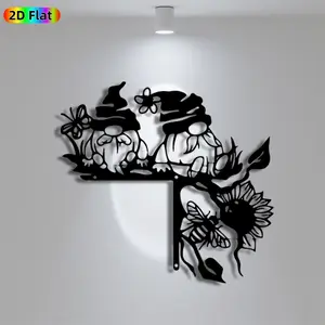 1pc Cute Gnome Metal Wall Art, Cute Gnome Statue Mural, Iron Craft, Perfect for Living Room, Garden, Outdoor Fence Decor, Intricate Craftsmanship, Silhouette Wall Decor, Christmas Decor, Ideal Gift for Nature Lovers