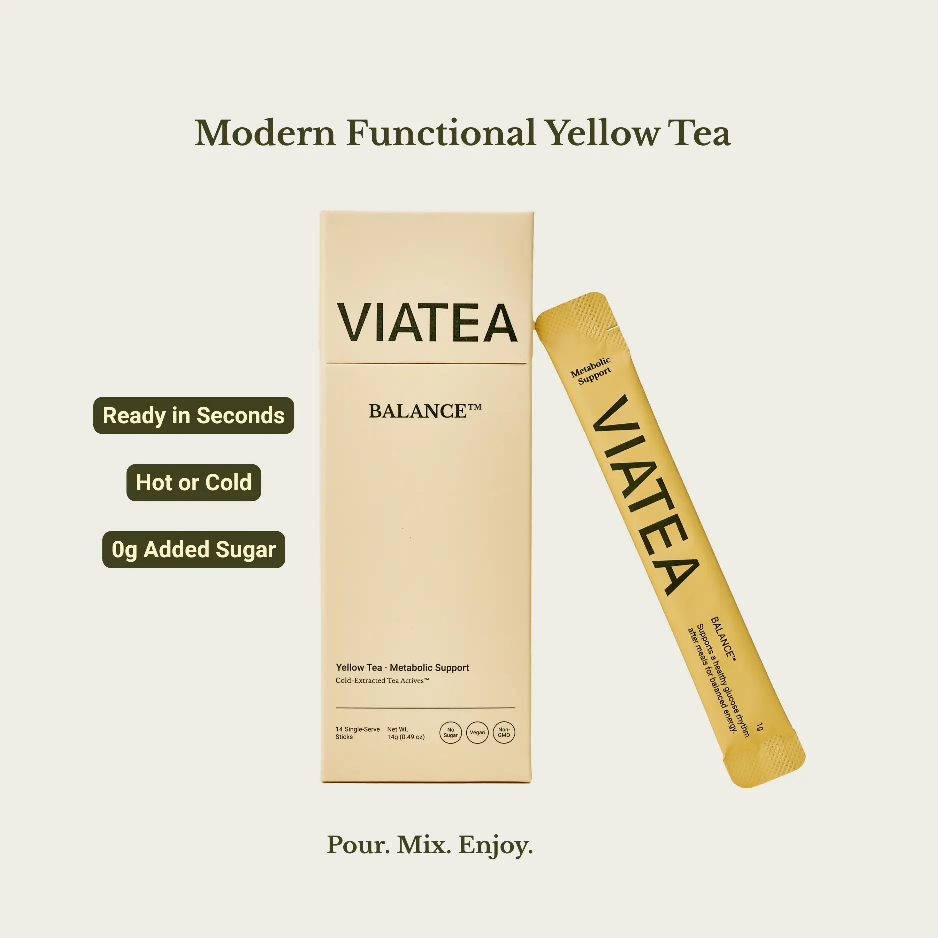 VIATEA Instant Yellow Tea, Support Metabolic Balance, Sugar Free, Botanical Tea Blend, Natural Tea, HealthcareTea, 14 Stick Packs Beverage, Wellness Tea Natural Nourishing Tea
