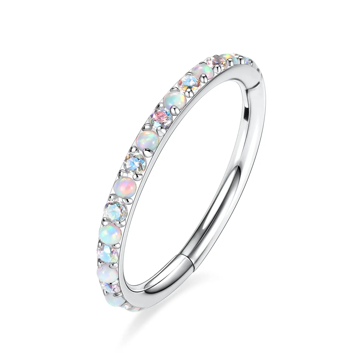 AROWRO Cartilage Earrings for Women Men Nose Rings Hoops Conch Piercing Jewelry Helix Hoop Daith Rook Tragus Surgical Steel with Opal Cubic zirconia Gold 16G 18G 20G