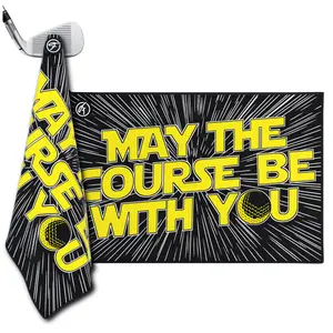 Fore Show Magnetic Golf Towel (May The Course Be With You) Waffle Microfiber with Magnet for Golf Bags, Carts & Clubs - 24” x 16” Funny Gift Accessory