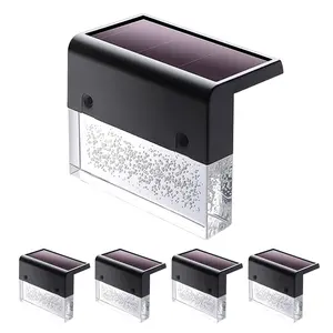 4 Pack solar LED deck lights suitable for garden railing lights, fence lights, outdoor step lights, stair lights, terraces, stairs, railings, gardens, and swimming pools waterproof outdoor warm white/7 color changing lighting