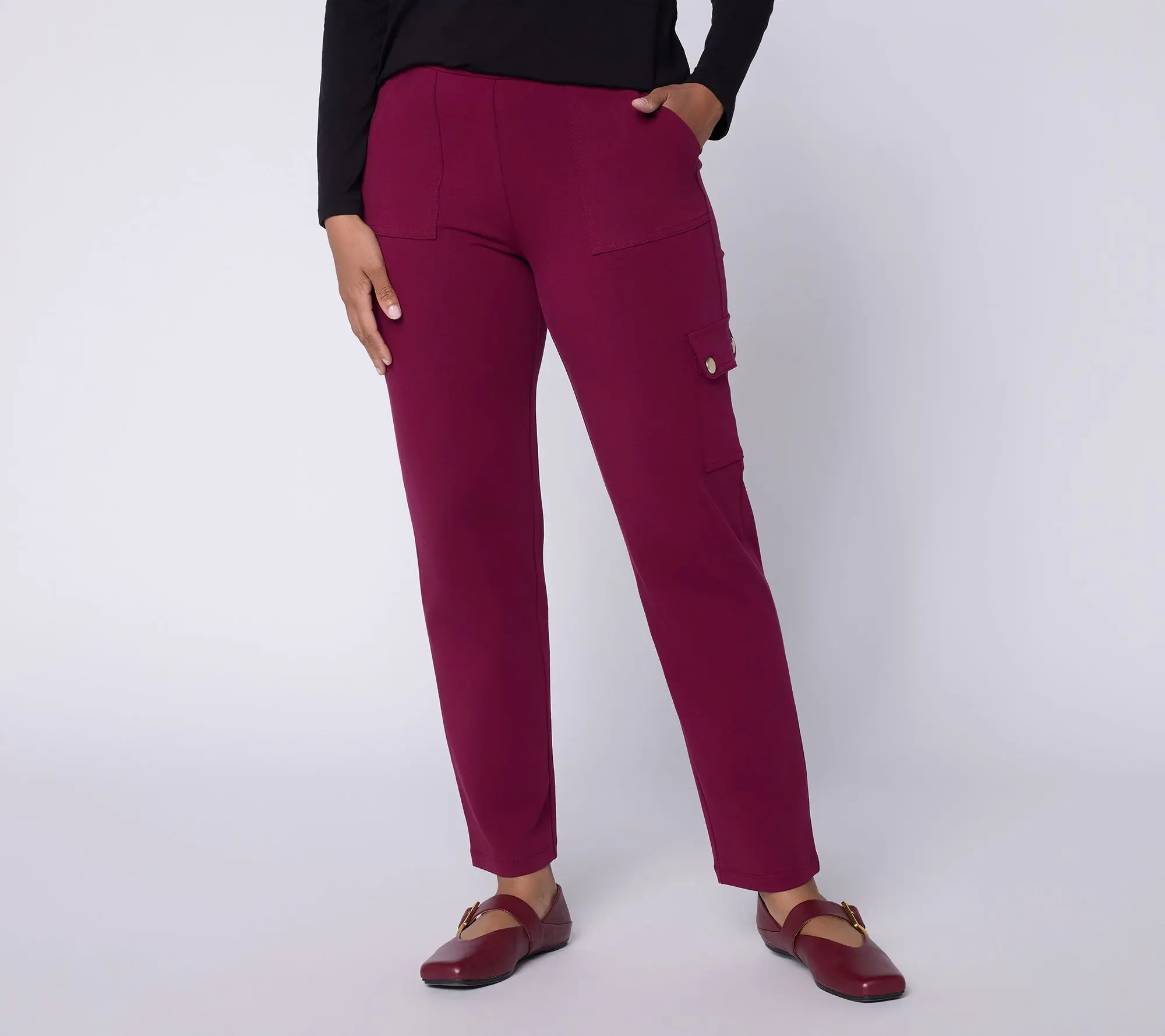 Susan Graver Petite Weekend Premium Stretch Straight Leg Ankle Pants