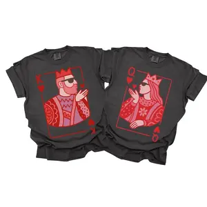 King and Queen of Hearts Couples Shirt Matching Couple Shirts Anniversary Gift Wedding Honeymoon Matching Outfit Boyfriend Girlfriend