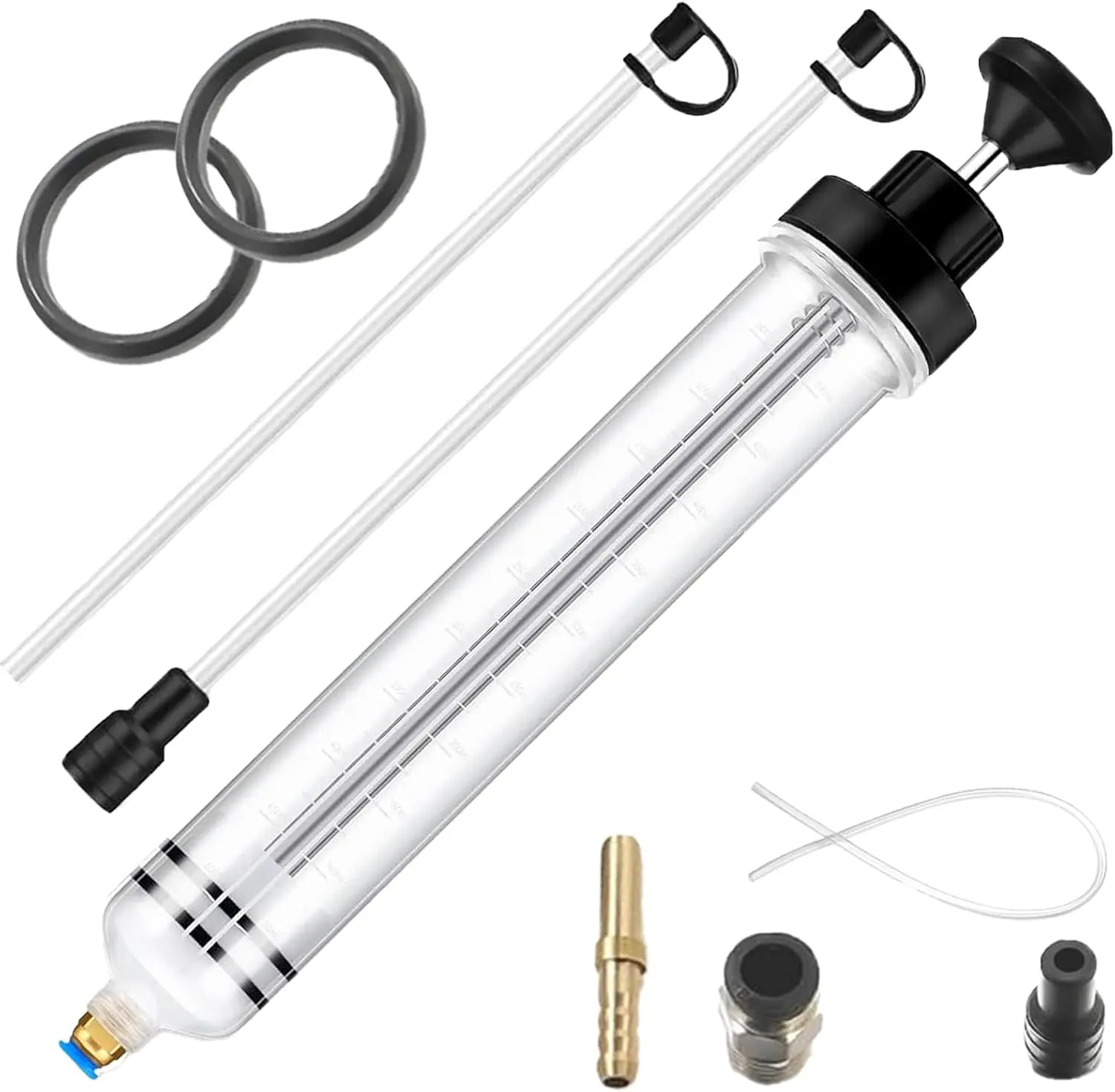 500cc Fluid Extractor Pump for Automotive Use,Manual Oil Change Syringe with 70cm Rubber Hose & 2pcs 30cm Extension Tubes for Easy Oil Change