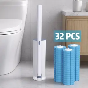 Disposable Toilet Brush Set – Toilet Bowl Cleaner with Holder, 32 Refills for Deep Cleaning & Hygienic Bathroom Care