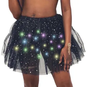 Women's LED Tutu Skirt Light Up Tutus Layered Tulle Black Tutu Skirts Sparkly Party Tutu Costume for Women