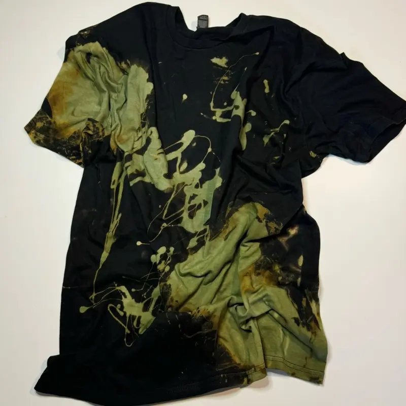 Splatter Reverse Tie Dye Shirt, Bleach Splatter Tee, Rainbow Splashed Crewneck, Paint  Splatter, One of a Kind Cotton T-Shirt, Everyday Fashion, Unique Finds, Cotton Comfy, True to Size and Prewashed, Casual Fit Black Shirt, Unisex/Adult Size,