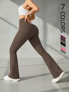 High Waist Flare Pants for Women, Long Tight High Elasticity, Comfortable Fit, Ideal for Gym & Daily Wear, Stylish Ladies' Clothing