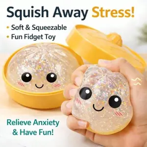 Glitter Dumpling Squishy Fidget Toy, Random Glitter Dumpling Box, 10 Colors, Fun Stress Relief, Perfect Gift for Kids & Adults