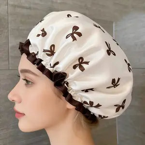 Double Layer Bathing Cap, 1 Count Waterproof Shower Cap, Hair Cap for Shower, Bathroom Supplies, Bathing Cap for Women, Bathroom Accessories, Shower Essentials