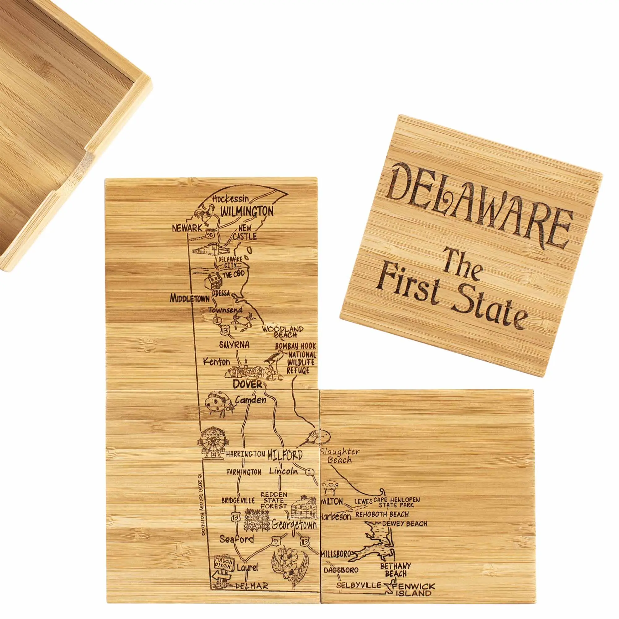 4-Piece Delaware Puzzle Coaster Set with Case