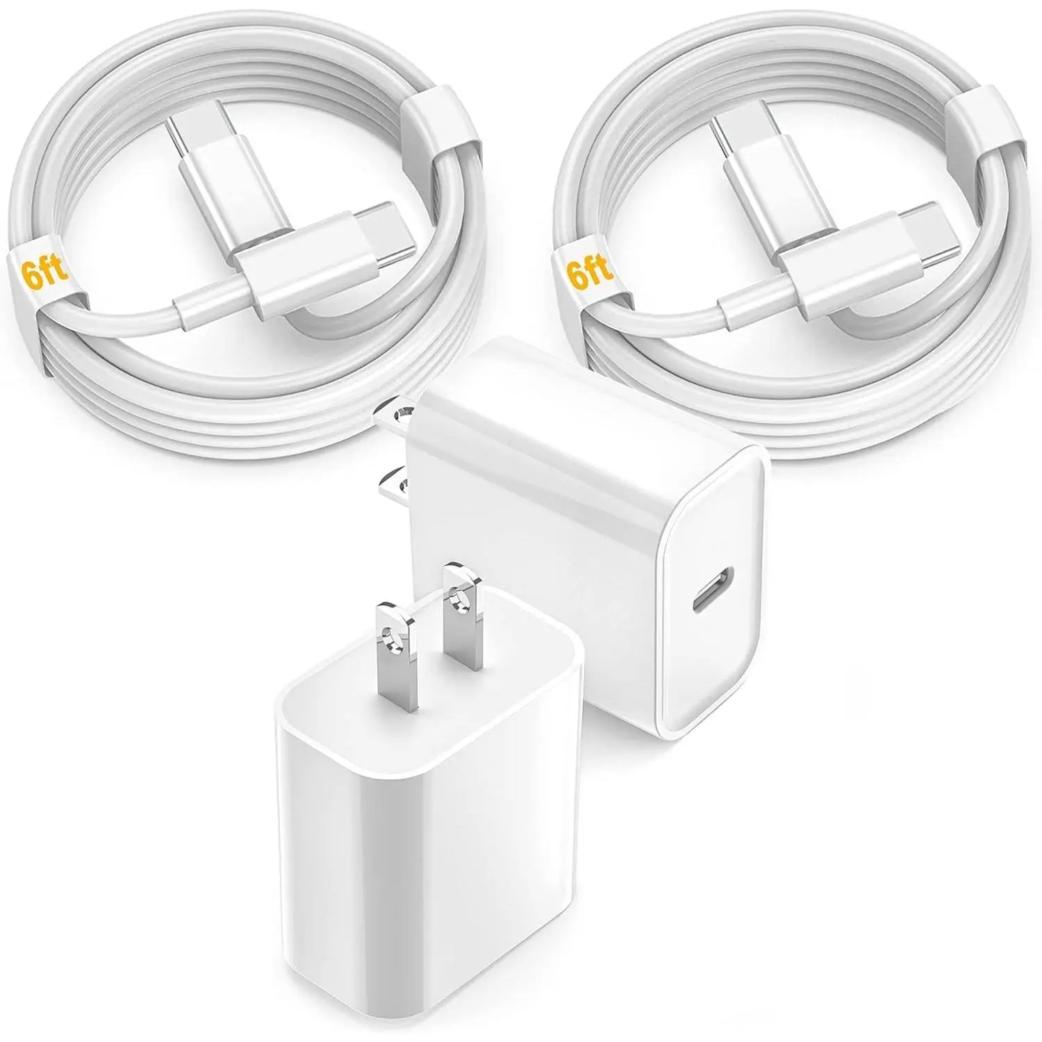 2Pack USB C Fast Charger for iPad Pro 13(M4)/iPad Pro 12.9/11 in 2024/22/21/20/18,iPad Air 6th(M2)/5th/4 10.9",iPad 10/Mini 6,iPad Charger Fast Charging Wall Charger Block with 6FT USB C to C Cable