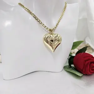 valdiviajewelry #2406 Necklace and heart pendant, 14k gold plated, high quality.
