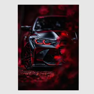 Sleek Black Car Autumn Poster- Unframed Poster