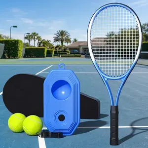 Tennis Trainer Rebound Ball Set with Racket - Portable Solo Tennis Practice Equipment for Kids & Adults, Self-Study Tennis Kit with Base, 2 Balls & Carry Bag