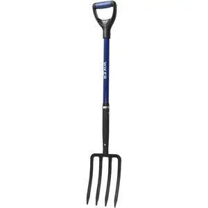 Pitchfork,Pitchforks for Gardening Digging Composting Spading,4Tines Garden Fork witn Fiberglass Handle,43 Inches