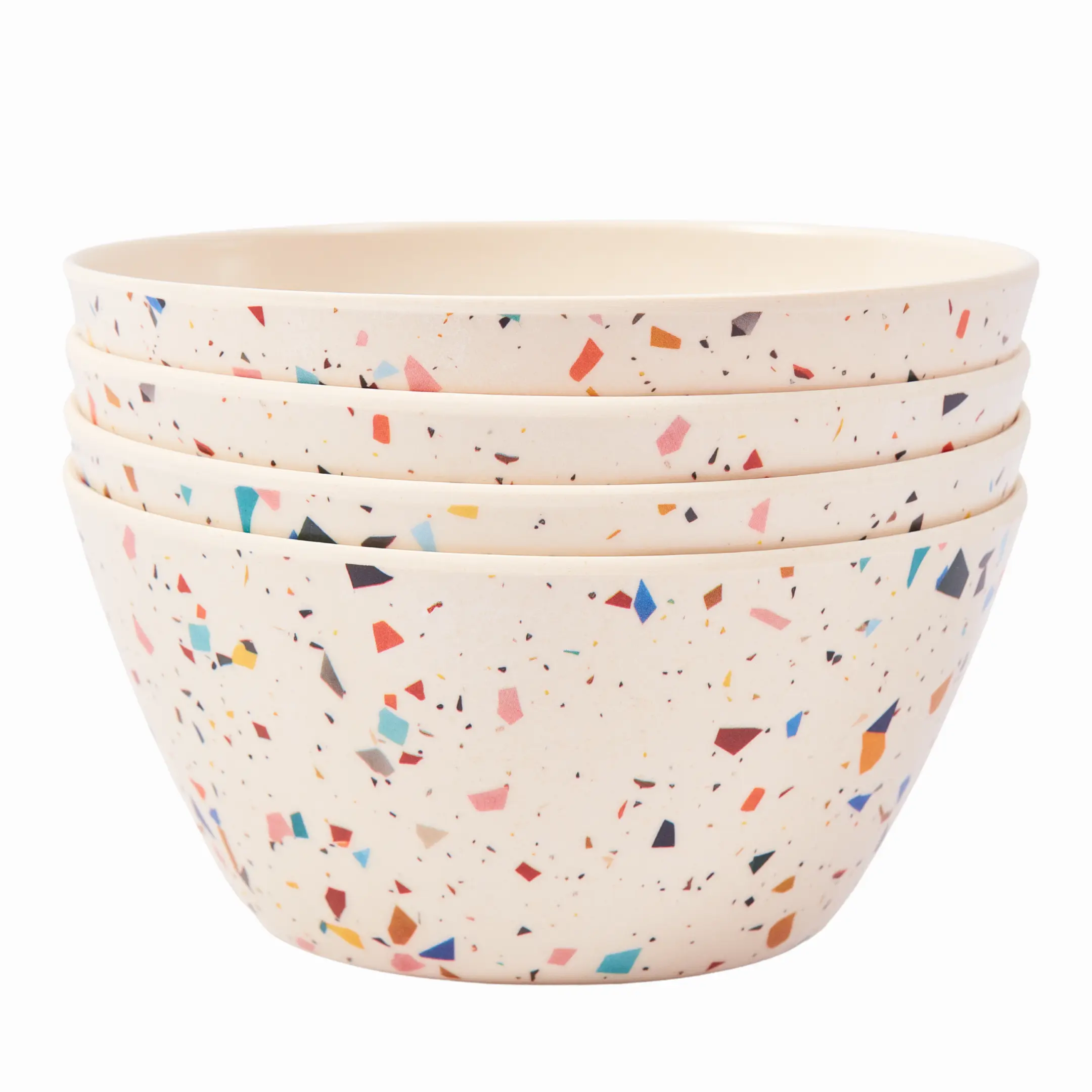 4-Pack Sustainable Eco-Friendly Bamboo Melamine Dinner Kidd Bowls, Deep Soup Bowls, Salad, Dessert, Picnic Bowls for Toddlers