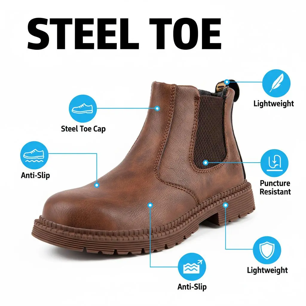 Anti-Smash Nail-Proof Shock-Absorbing Liquid-Repellent & Stain-Proof Adult Carpentry Woodworking Painter Shoe - Anti-Slip Durable Comfortable Gear