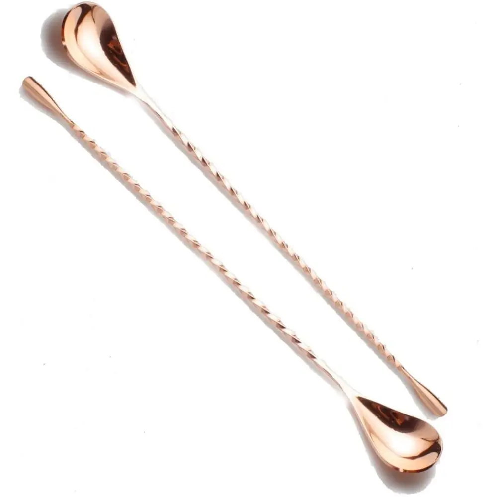 Bartender Spiral Mixing Bar Spoons - 2-Piece 12-In 18/10 Stainless Steel, Kitchen Cocktail Bar Accessories with Spiral Pattern for Whiskey Mixing
