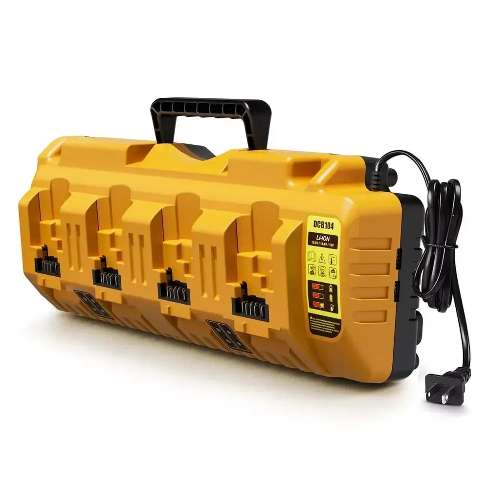 1 x DCB104 4-Port Fast Charging Lithium XR Battery Charger (No Battery) - DEWALT 12-20V Power Tool Accessory Compatible with DCB205 Tools, Four Ports
