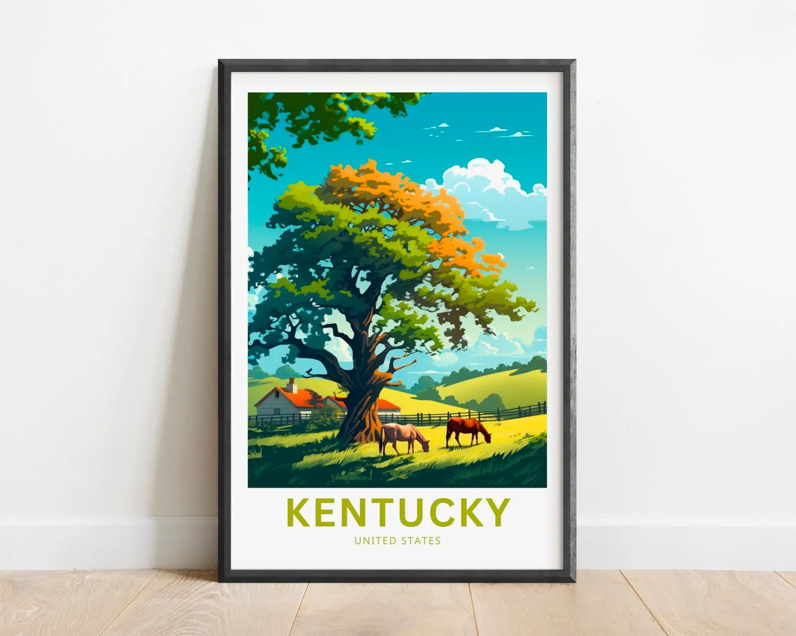 Kentucky Travel Print Kentucky Poster United States Wall Art Framed Present Gift United States Present