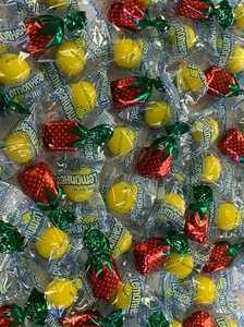 Strawberry Lemonade Candy Mix 1lb - Lemonhead & Strawberry Bon Bons - Sweet & Sour Bulk Hard Candy Assortment - 50/50 Split Zesty Citrus & Creamy Berry - Retro Party Snack