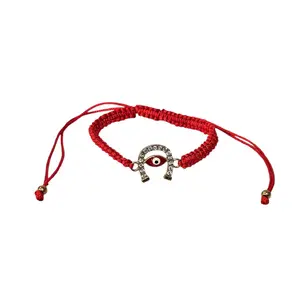 Horseshoe Protection and Good Luck Charm Pulsera Herradura Ojo Turco Red String Bracelet with Eye Pendant