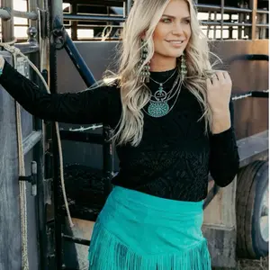 Fort Worth Fringe Skirt Turquoise