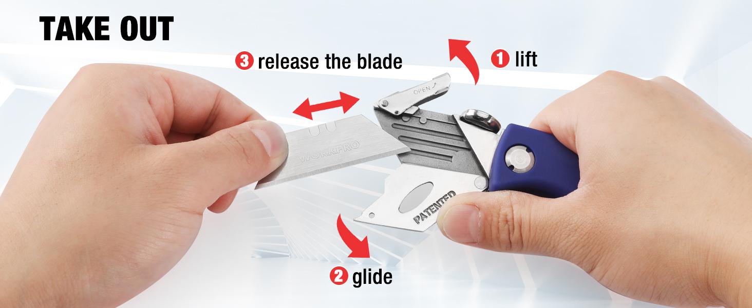 #fathersdaygift WORKPRO Folding Utility Knife, Quick-Change Box Cutter, Blade Storage in Handle with 5 Extra Blades Included #fathersdaygift WORKPRO Folding Utility Knife, Quick-Change Box Cutter, Blade Storage in Handle with 5 Extra Blades Included