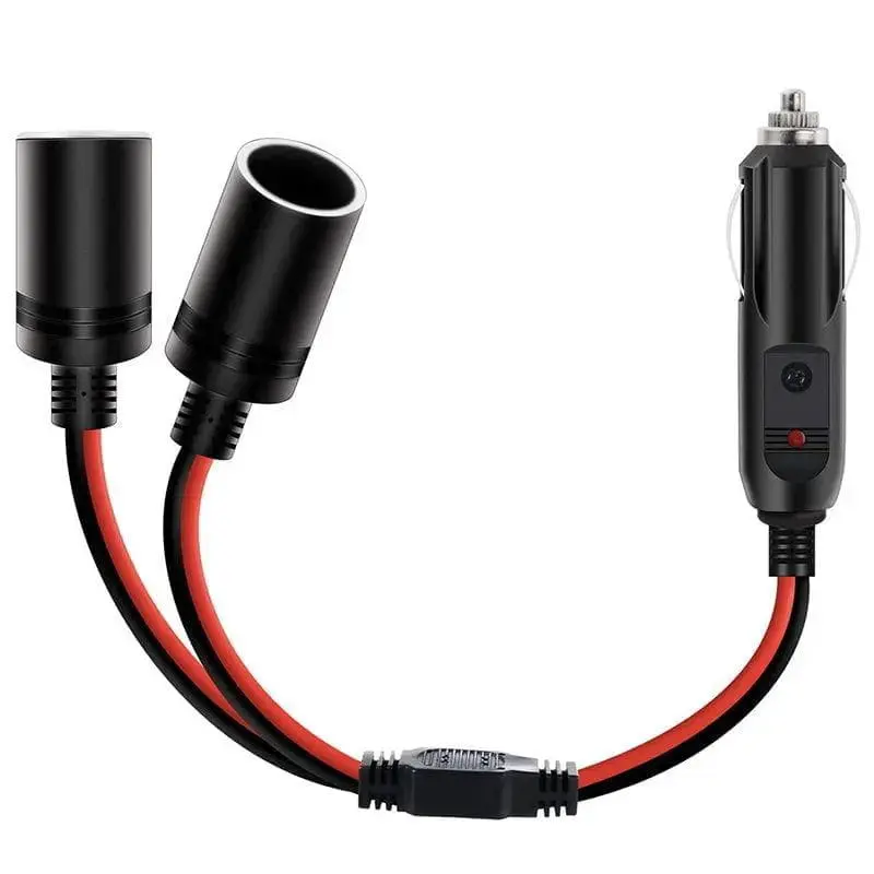 Nilight 1-to-2 Car Cigarette Lighter Splitter Plug Socket, 15A Inline Fuse, 10 Inch/25cm Female Plug Adapter, Compatible with Coffee Maker & Car Refrigerator, 15 Amp