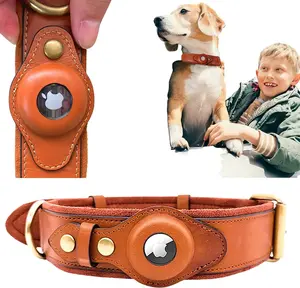 Genuine Leather AirTag Dog Collar – Anti-Loss & Durable