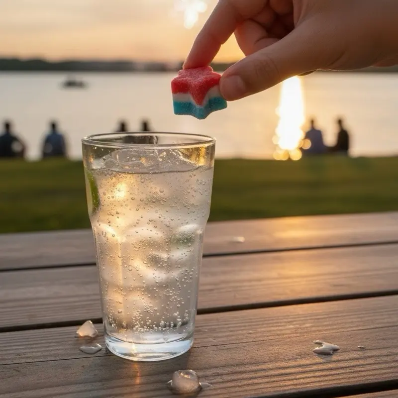 2 PACK  Red White & Blue Rocket Pop Cocktail | Mocktail Bomb. Cherry, lemon lime, blue raspberry.