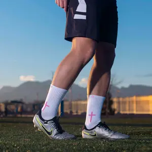 Pink Cross Grip Socks for Christian Athletes - Comfortable Fit, Stability & Security - Ideal for All Seasons, Sports & Active Lifestyle - US 6-11